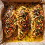 Place the seasoned chicken breasts in a baking dish Recipe