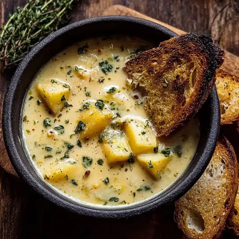 Hearty Cheddar Garlic Herb Potato Soup Recipe