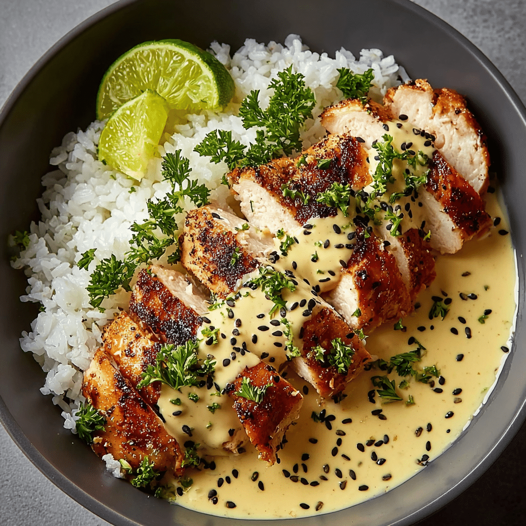 Creamy Garlic Chicken Bowls Recipe - Recipe Image
