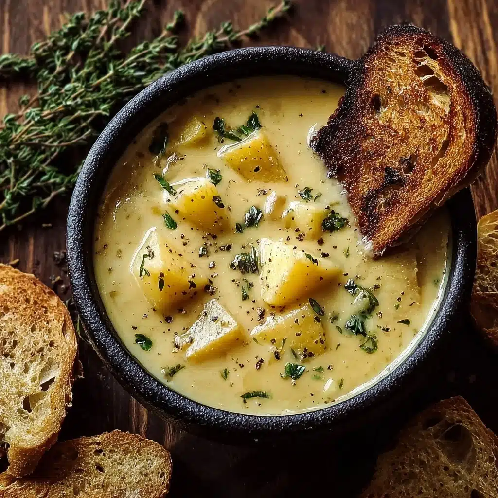 Hearty Cheddar Garlic Herb Potato Soup Recipe - Recipe Image