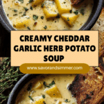 Hearty Cheddar Garlic Herb Potato Soup Recipe