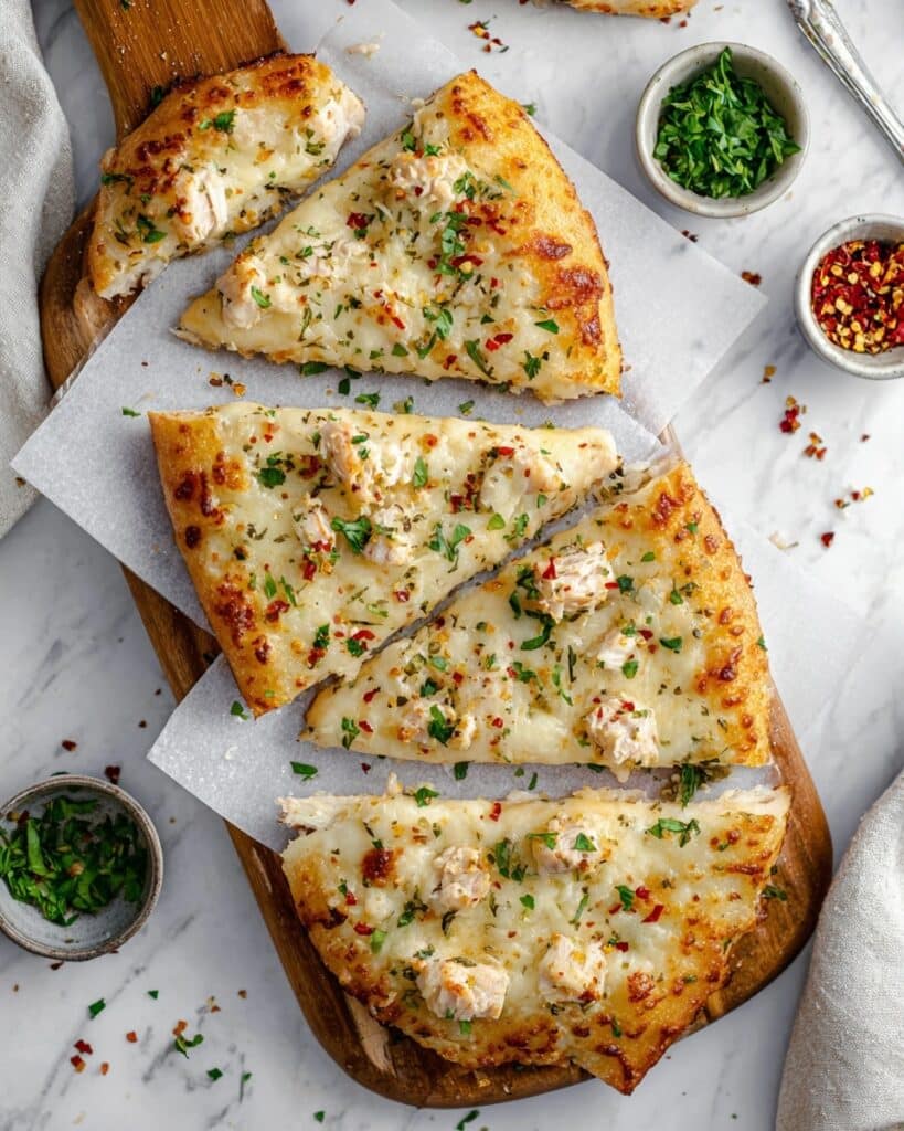 The Viral Chicken Alfredo Garlic Bread Recipe