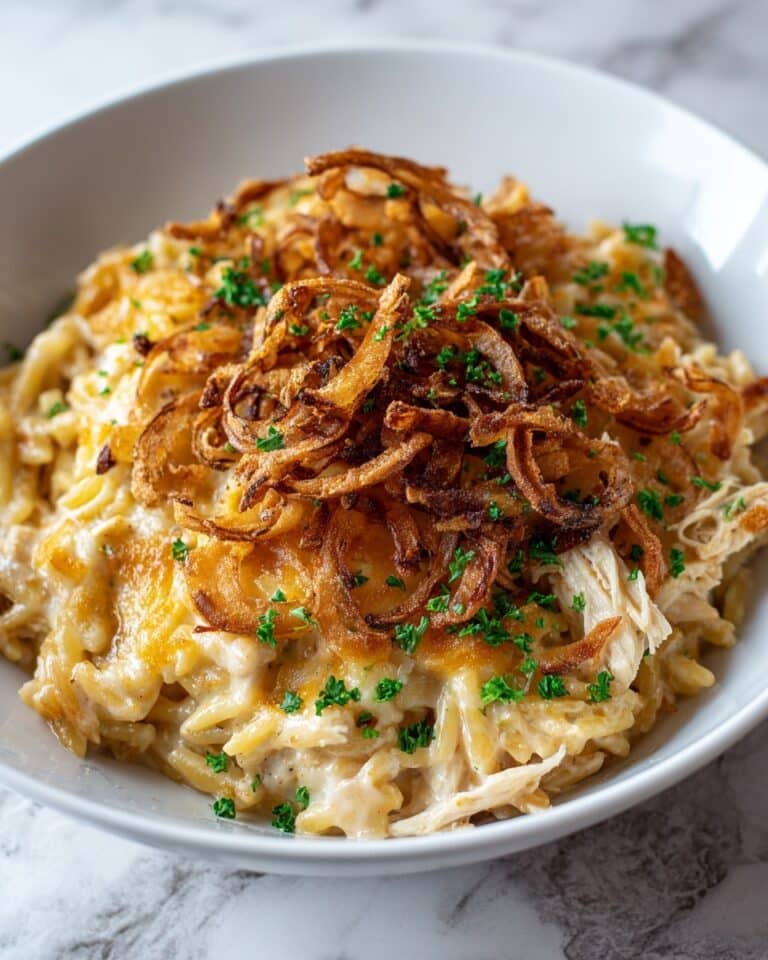 French Onion Chicken Orzo Casserole Recipe
