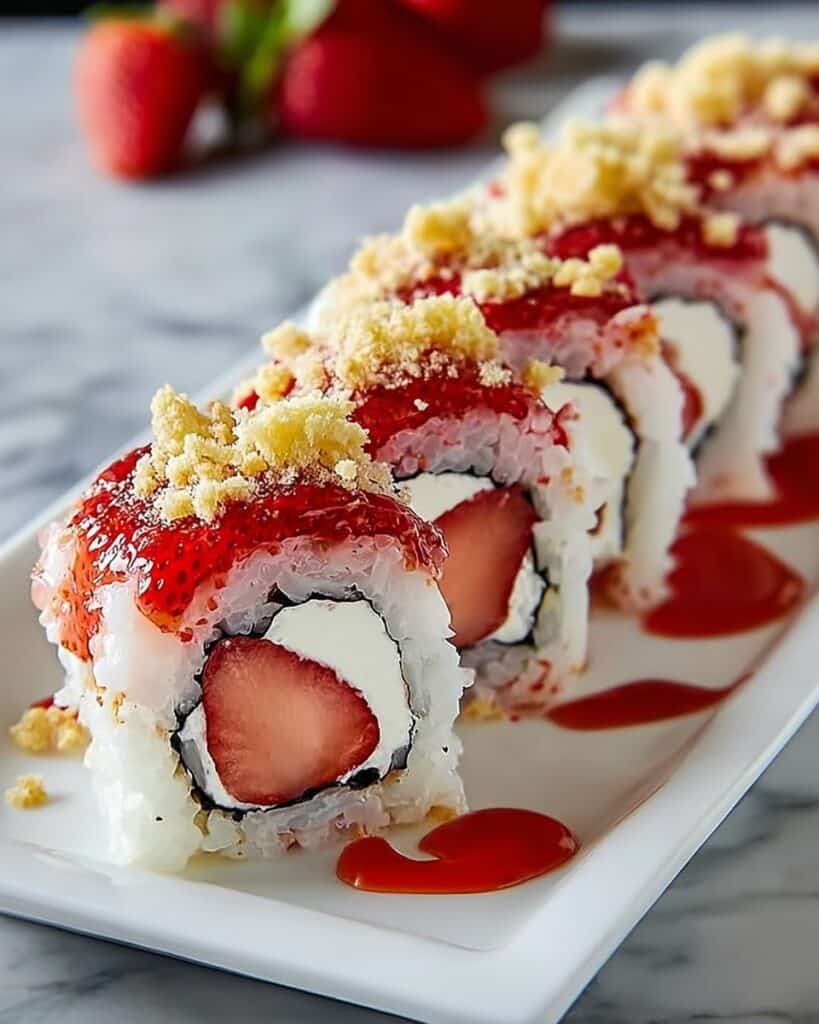 Creative & Cute Strawberry Shortcake Sushi Roll Dessert Recipe