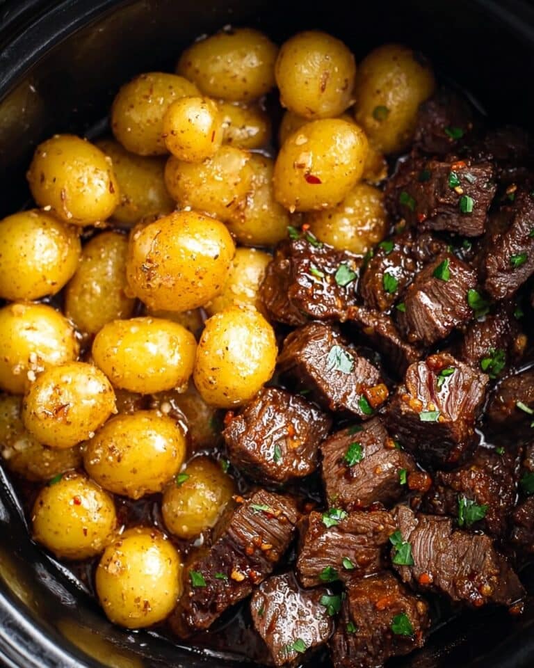 Slow Cooker Garlic Butter Beef Bites with Potatoes Recipe