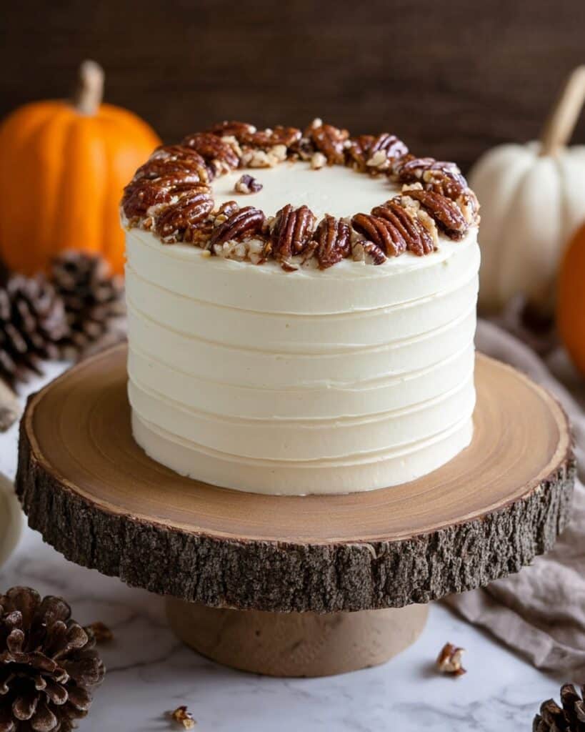Pumpkin Cake with Candied Pecans Recipe