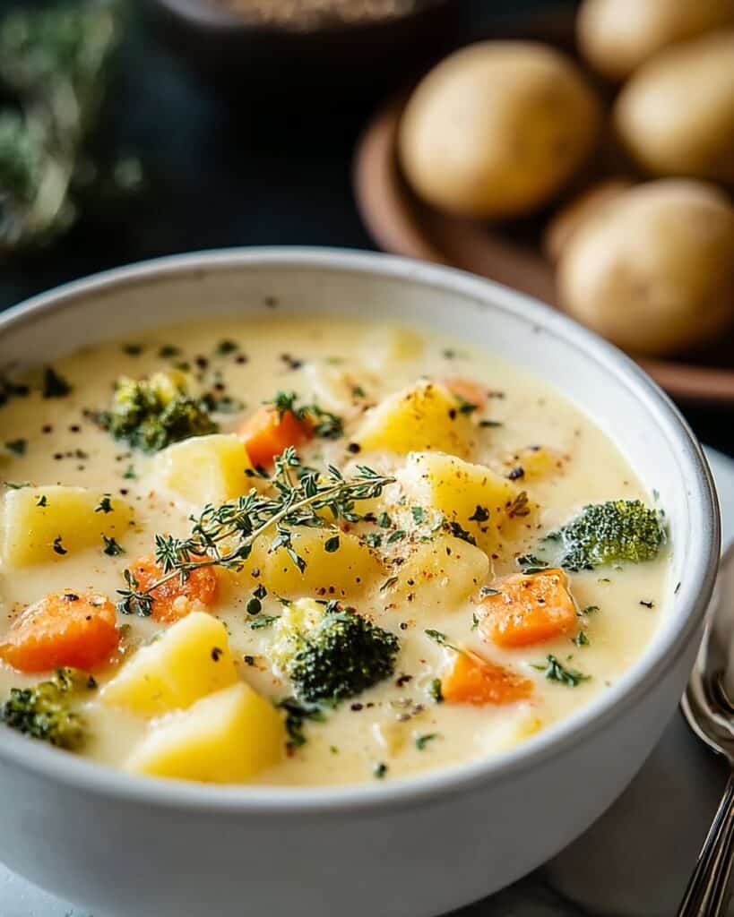 Cheddar Garlic Herb Potato Soup Recipe