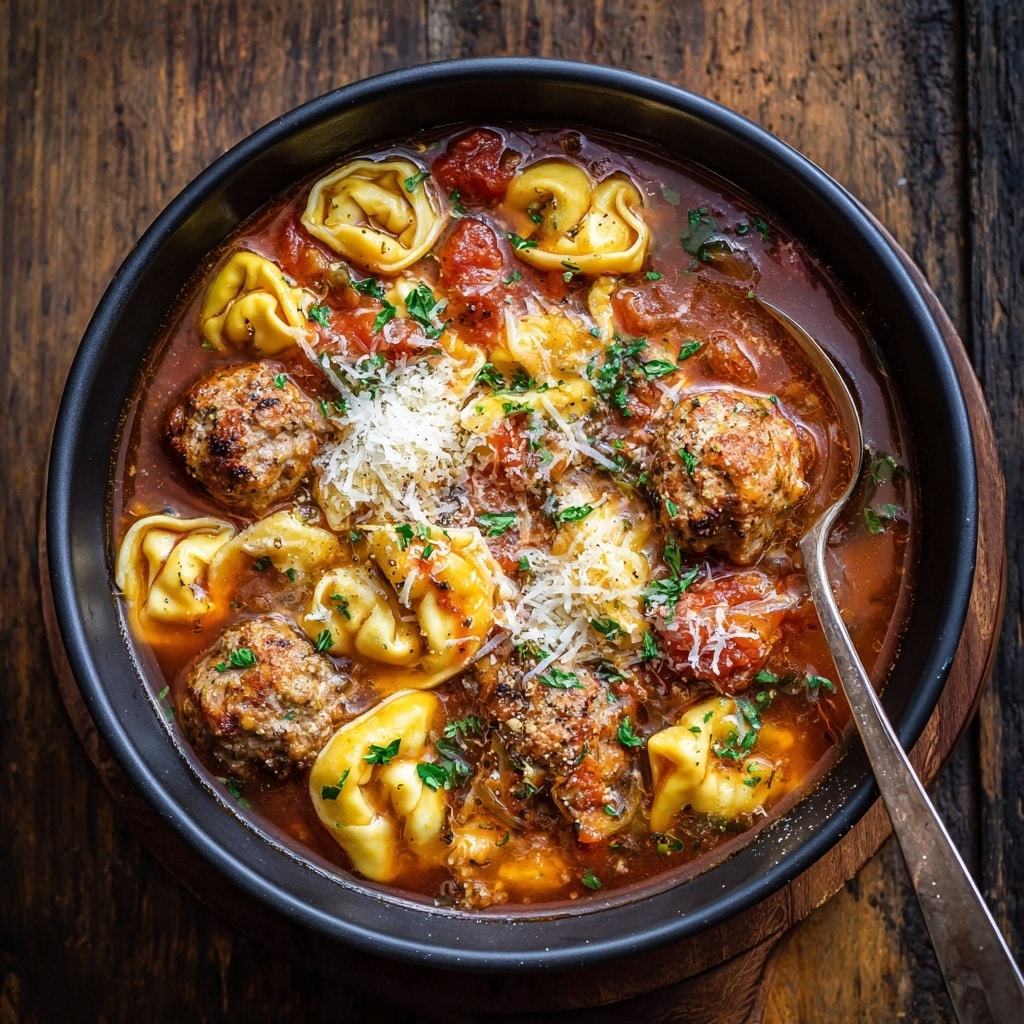 Creamy Cheese Tortellini with Meat Sauce Recipe
