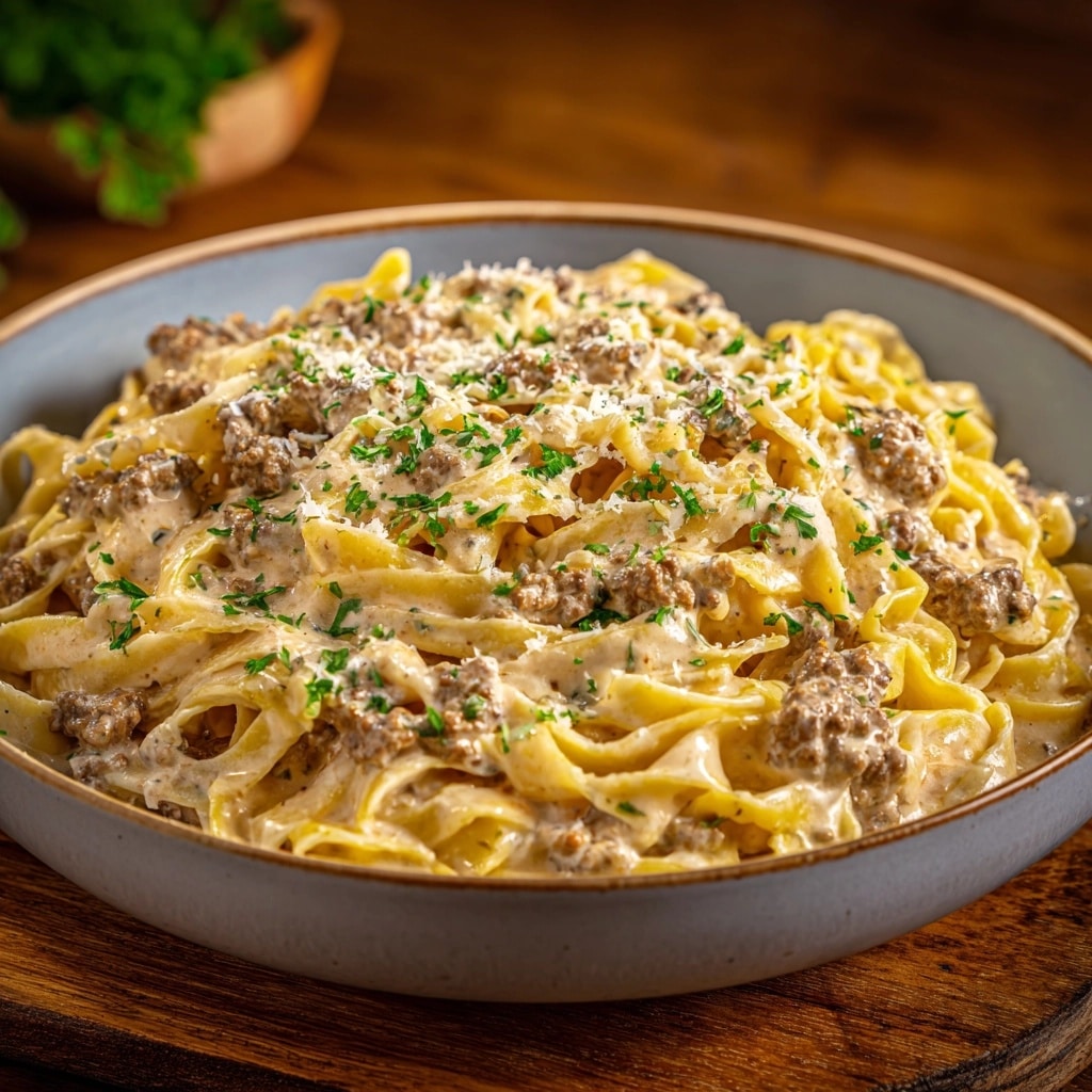 Creamy Ground Beef Pasta Recipe - Recipe Image
