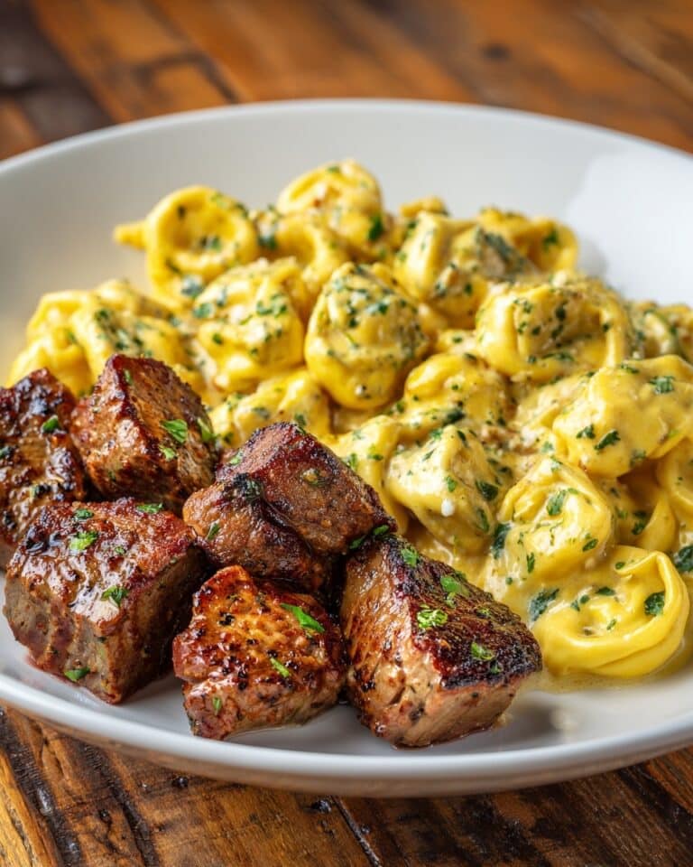 Cracked Garlic Steak Tortellini in Creamhouse Sauce Recipe