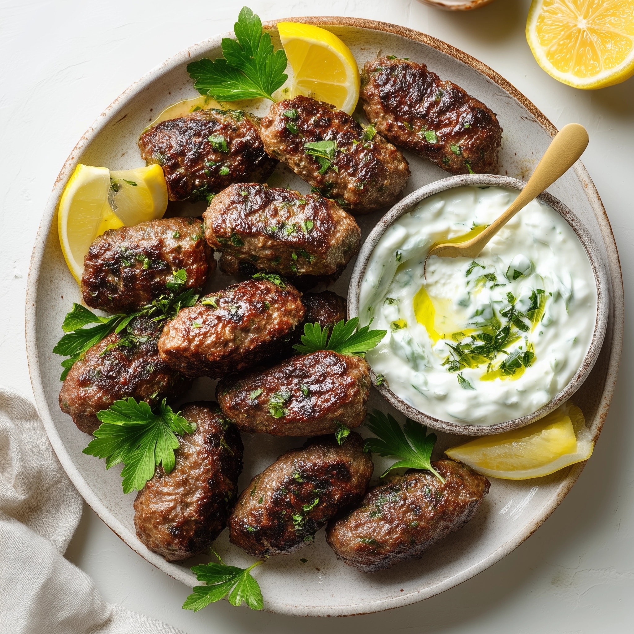 Air Fryer Lamb Kofta with Tahini Sauce Recipe - Recipe Image
