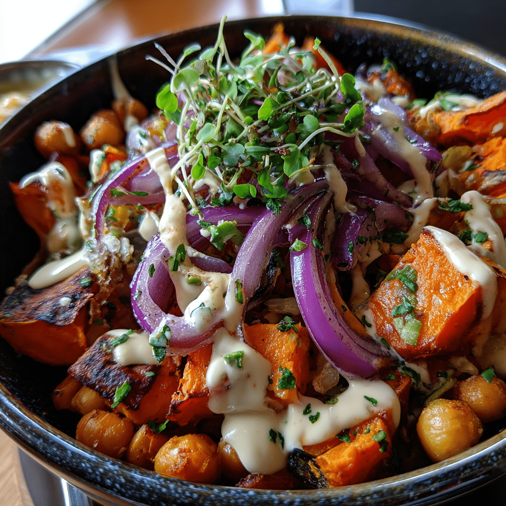 Sweet Potato Kale Salad with Blueberries, Beets, and Tahini Dressing Recipe - Recipe Image
