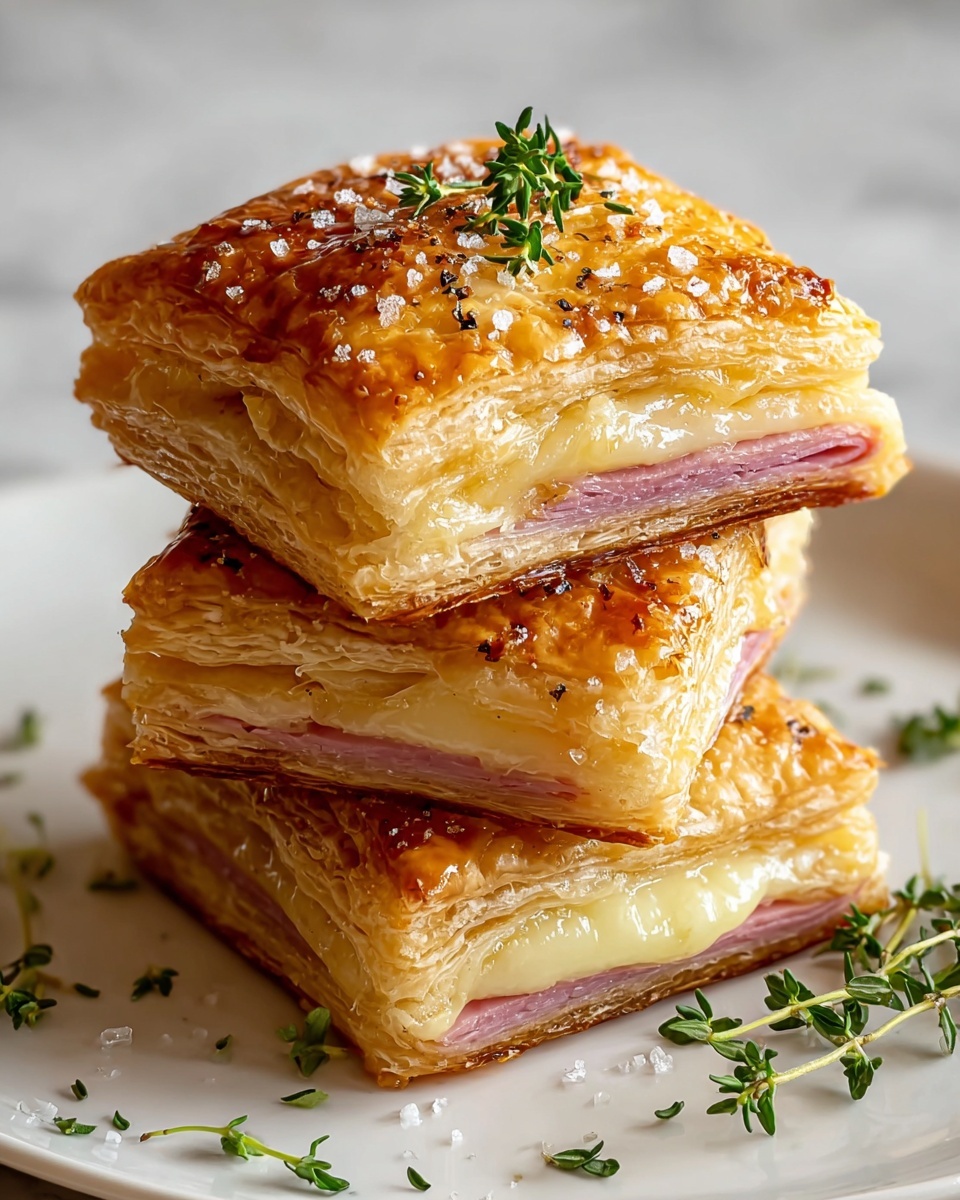 Crispy Ham & Cheese Puff Pastry Stacks Recipe - Recipe Image