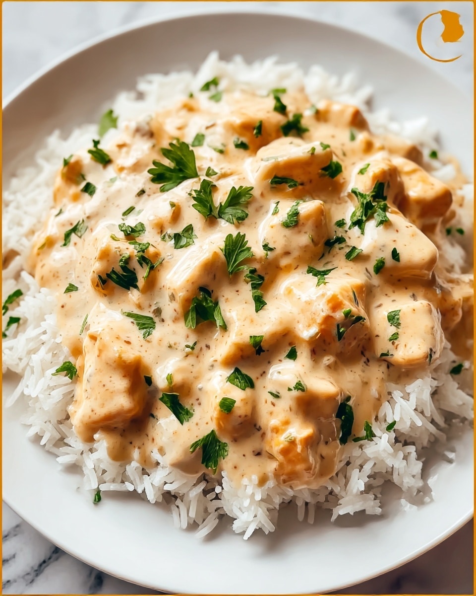 Creamy Smothered Chicken and Rice Recipe - Recipe Image