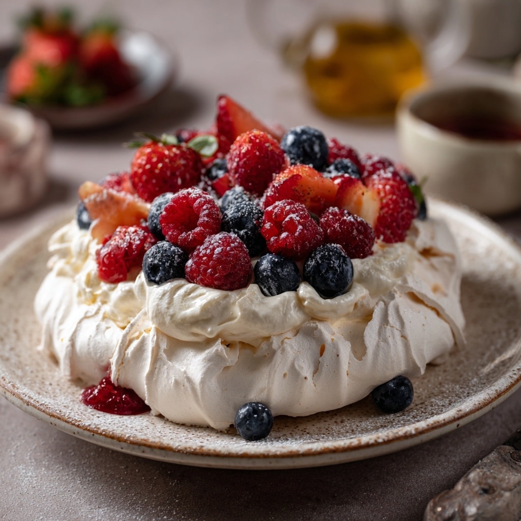 Mini Pavlova Dessert with Fresh Fruit and Whipped Cream Recipe