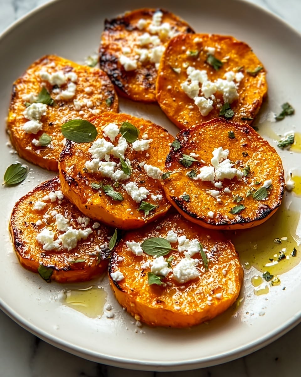 Roasted Sweet Potato Rounds with Honey Feta Recipe - Recipe Image